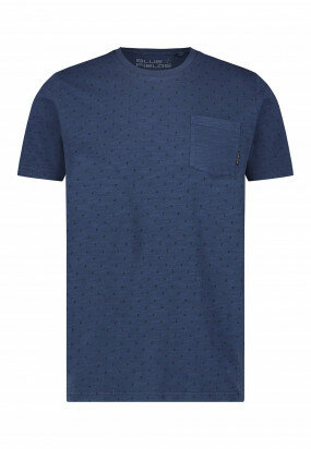 Jersey-T-shirt-met-fijne-print---grijsblauw-uni
