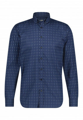 Button-down-overhemd-met-print---grijsblauw/marine