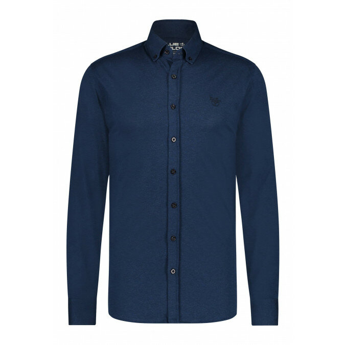 Katoenen-overhemd-met-button-down---donkerblauw-uni