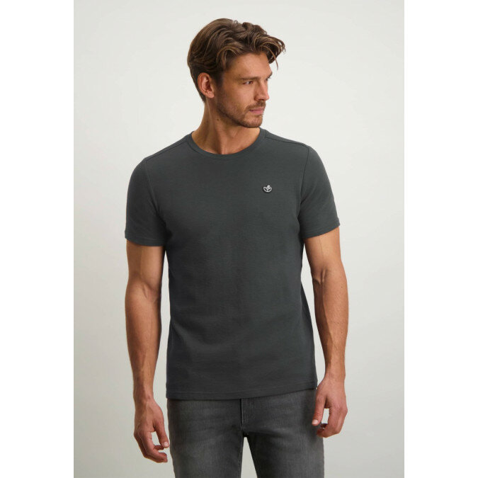 T-shirt-van-jersey-ottoman-stof---donkerantraciet-uni